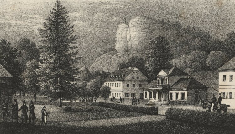 Eduard Pietzsch (Verleger) - Das Buschbad bei Meissen - um 1840 - Lithografie