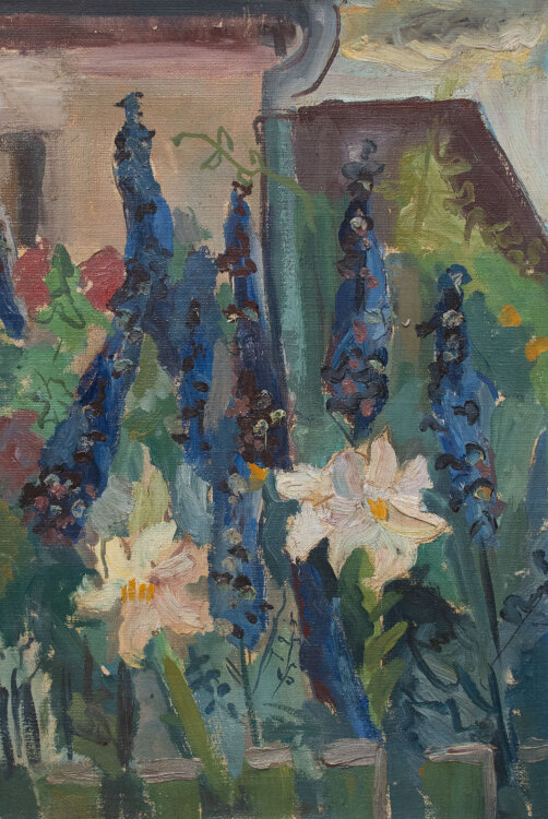 Gerhard Schulte-Dahling - Blumen vor dem Haus - o.J. - Öl