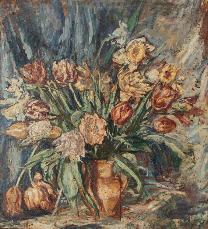 Unbekannt - Blumenstilleben mit Tulpen - o.J. - Mischtechnik