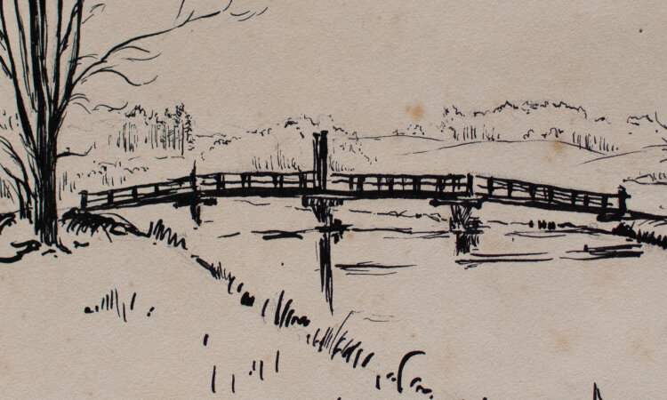 Gerhard Schulte-Dahling - Brücke über die Trave - 1948 - Tusche