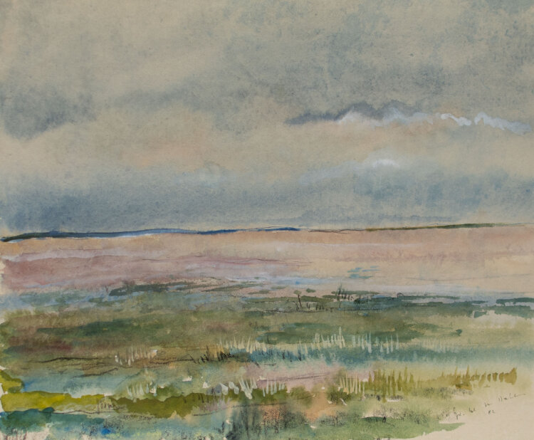 Gerhard Schulte-Dahling - Strand mit Nordsee - 1982 - Aquarell