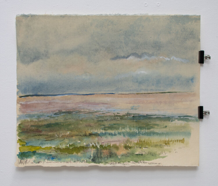 Gerhard Schulte-Dahling - Strand mit Nordsee - 1982 - Aquarell