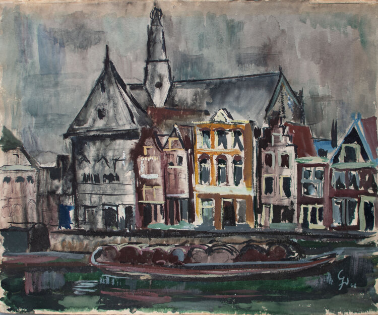 Gerhard Schulte-Dahling - Kirche (Haarlem St. Bavokerk?) - 1962 - Aquarell