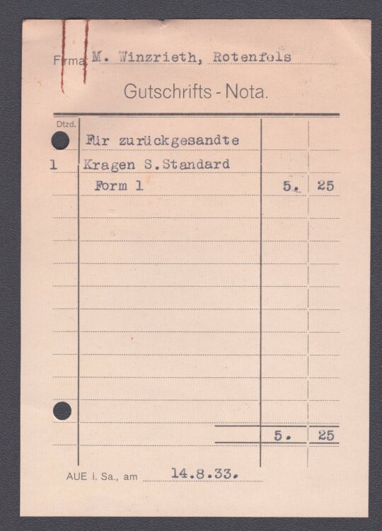 Wäschefabriken Gebrüder Simon AG - Rechnung - 26.07.1933