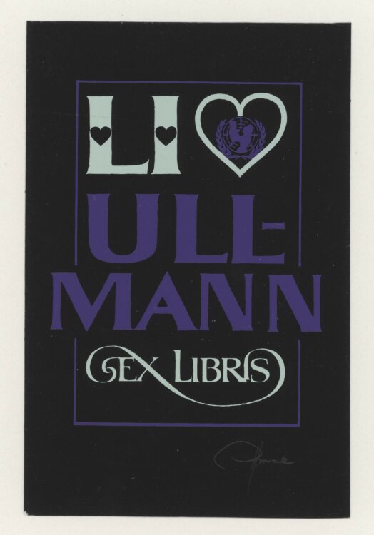 Hannu Paalasmaa - Ex Libris Li Ullmann - ohne Jahresangabe - Siebdruck