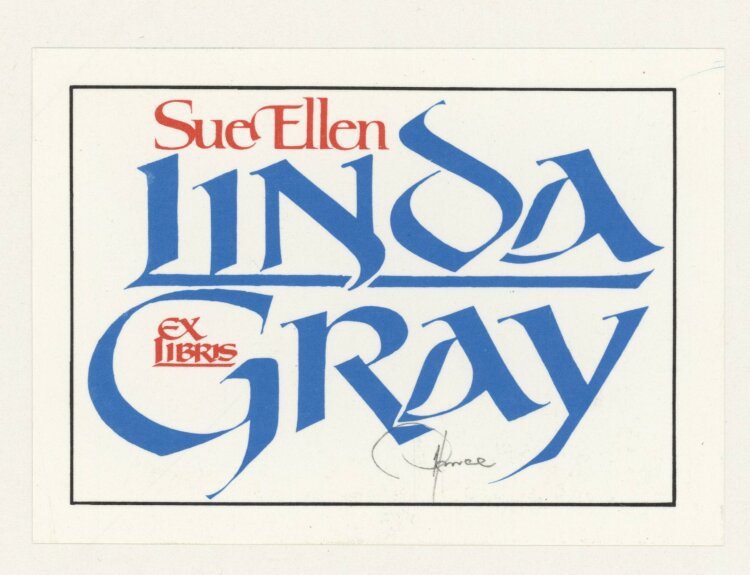 Hannu Paalasmaa - Ex Libris Sue Ellen Linda Gray - ohne Jahresangabe - Siebdruck