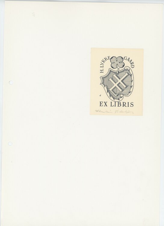 Christian Blaesbjerg -  Ex Libris H. Lykke Gaard - o. J. - Klischedruck