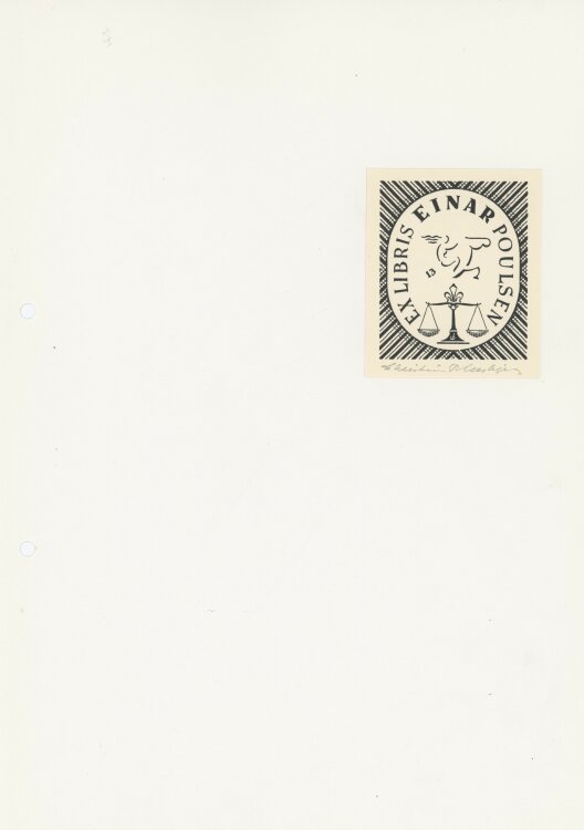 Christian Blaesbjerg - Ex Libris Einar Poulsen - o. J. - Klischedruck