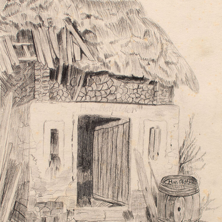 Helmut von Obstfelder - von Obstfelders Hütte - o.J. - Zeichnung