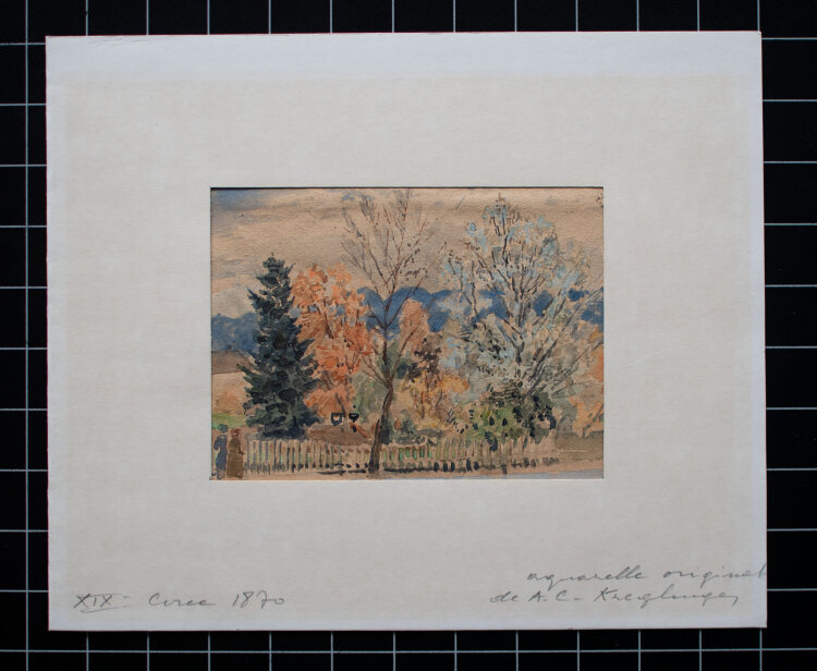 unleserlich signiert - Bäume im Herbst - 1870 - Aquarell