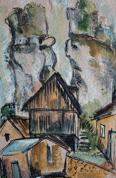 Gerhard Schulte-Dahling - Dorf in den Bergen - o.J. - Aquarell