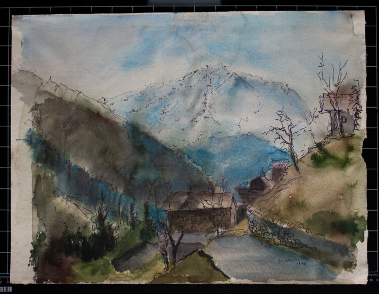 Gerhard Schulte-Dahling - Ein Dorf in den Bergen - 1978 - Aquarell