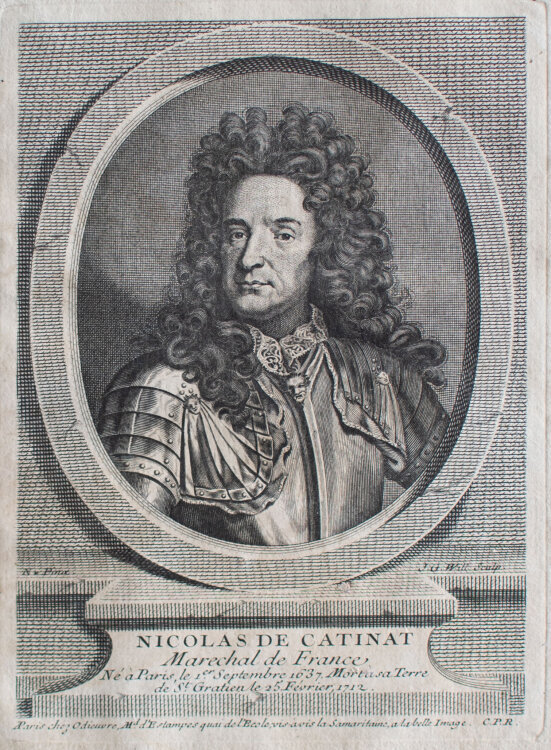 Johann Georg Wille - Porträt Nicolas de Catinat, Marschall von Frankreich - 1738 - Kupferstich