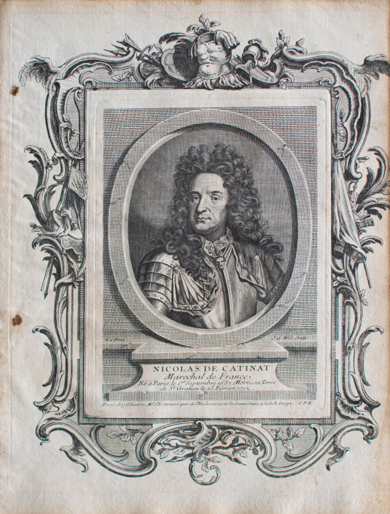 Johann Georg Wille - Porträt Nicolas de Catinat, Marschall von Frankreich - 1738 - Kupferstich