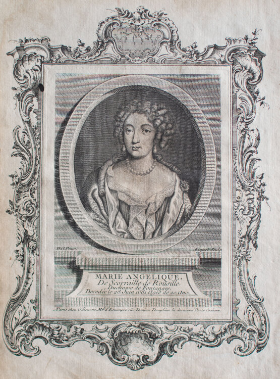 Etienne Fiquet nach M.G. - Porträt Marie Angélique de Scorailles, Herzogin von Fontagnes - o.J. - Kupferstich