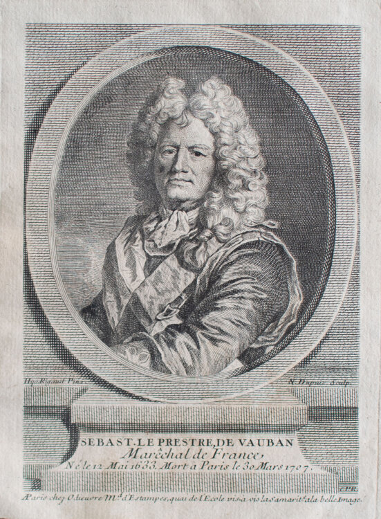 Nicolas Gabriel Dupuis nach Hyacinthe Rigaud - Porträt Sebastian le Prestre de Vauban - o.J. - Kupferstich