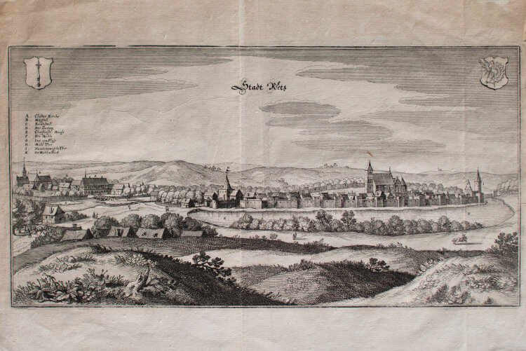 Matthäus Merian d.Ä. - Ansicht Stadt Reetz / Recz (Polen) - 1652 - Kupferstich