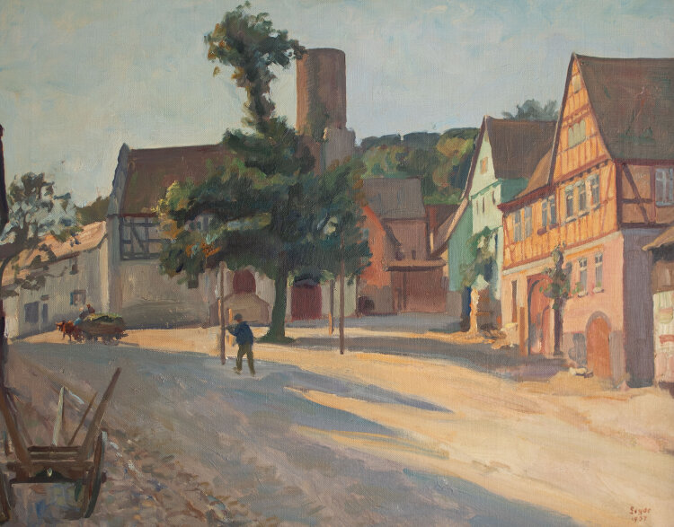 Kurt Leyde - Stadtansicht mit Burgruine - 1937 - Öl auf Leinwand