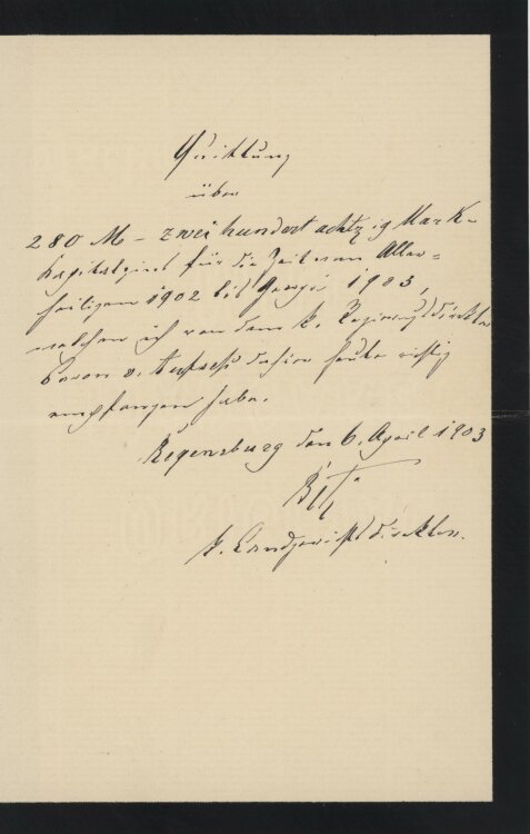 Landgerichtsdirektor - Quittung - 06.04.1903
