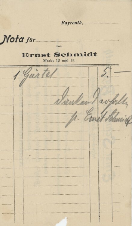 Ernst Schmidt - Rechnung - ohne Datum