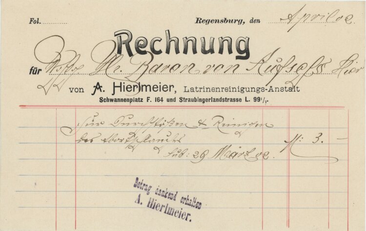 A. Hierlmeier - Rechnung - 02.1902