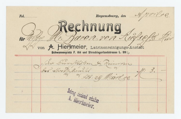 A. Hierlmeier - Rechnung - 02.1902