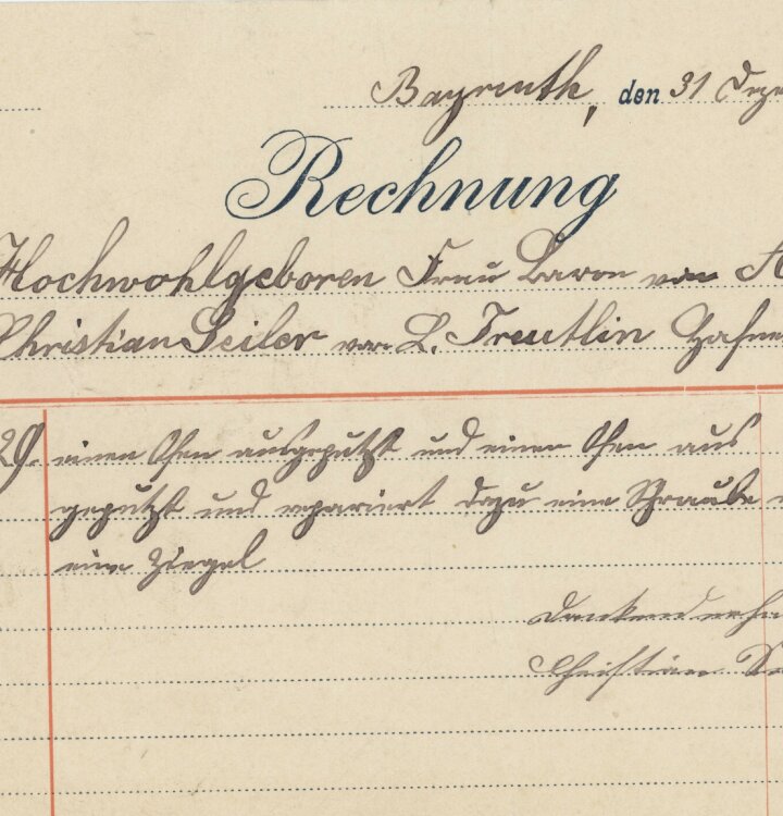 Christian Seiler - Rechnung - 31.12.1906