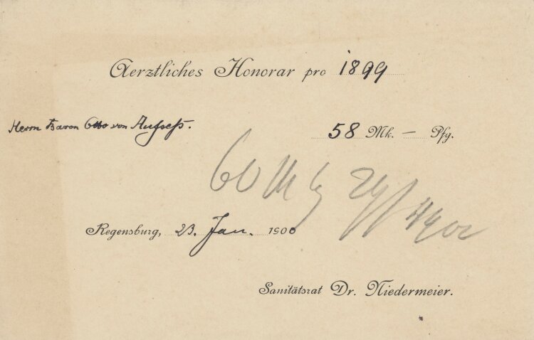Sanitätsrat D.r Niedermeier - Rechnung - 23.01.1900