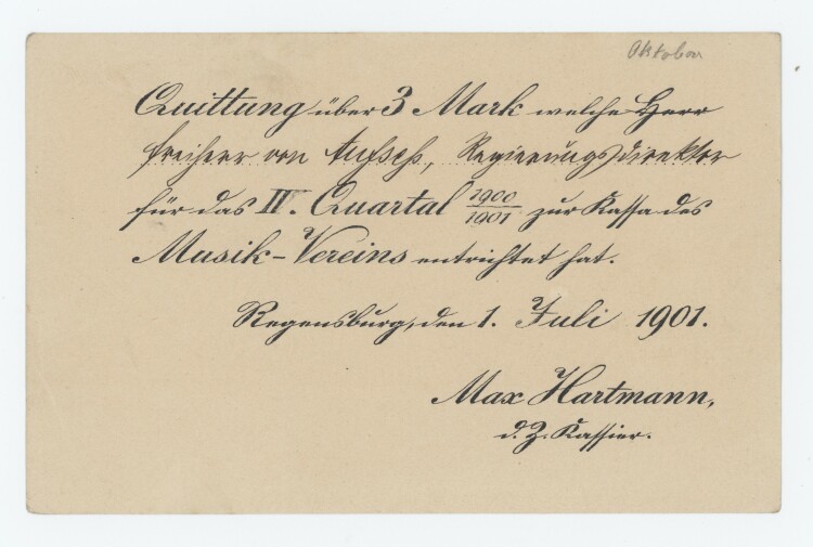 Musikverein - Quittung - 01.07.1901