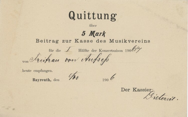 Musikverein - Quittung - 1906