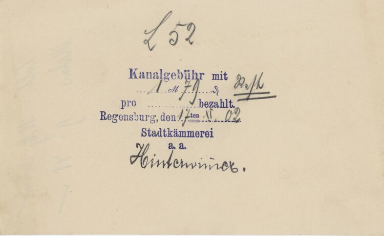 Stadtkämmerei - Quittung - 17.11.1902