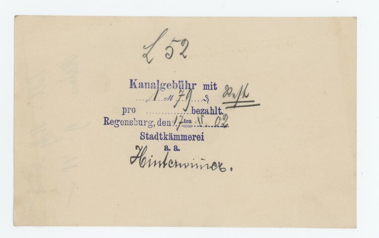 Stadtkämmerei - Quittung - 17.11.1902