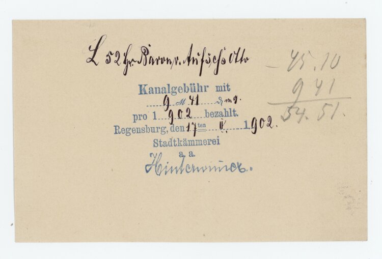 Stadtkämmerei - Quittung - 17.04.1902