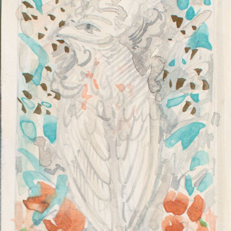 Unleserlich signiert - Pfau - 1990er - Aquarell