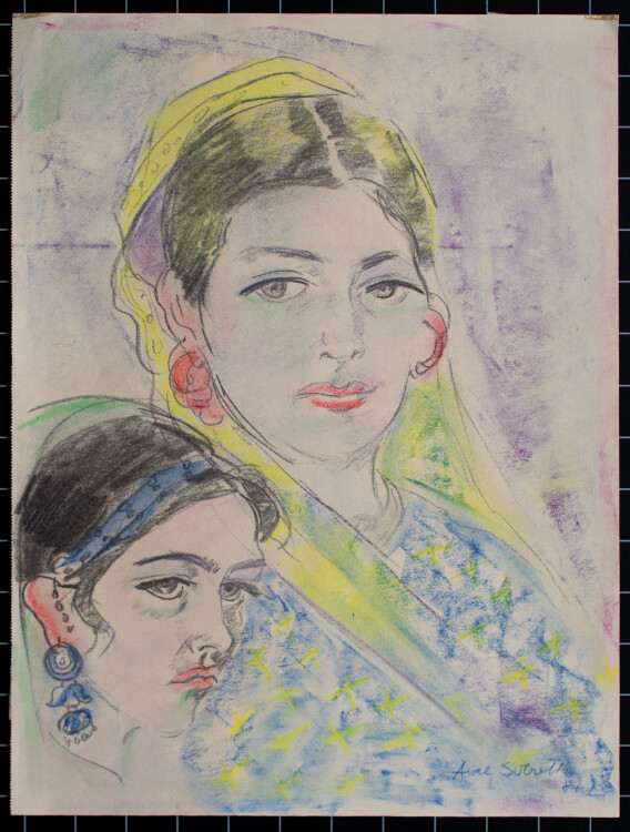Unleserlich signiert - Zwei indische Mädchen - 1987...