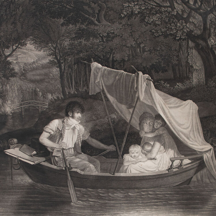 François Aubertin nach Jean Baptiste Isabey - La Barque dIsabey - Familienporträt Isabey - um 1800 - Mezzotinto