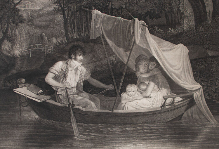 François Aubertin nach Jean Baptiste Isabey - La Barque dIsabey - Familienporträt Isabey - um 1800 - Mezzotinto