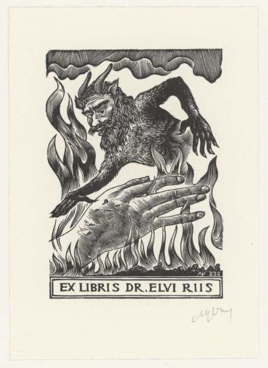 L. Setnjev - Ex Libris Elvi Riis - ohne Jahresangabe - Holzschnitt