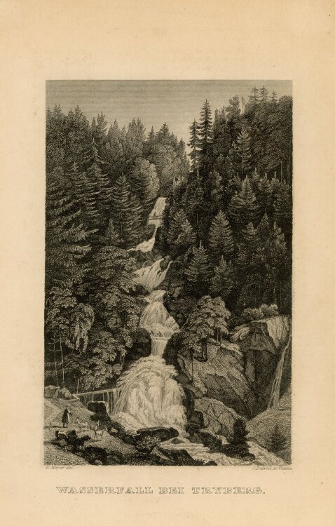 J. Passini - Wasserfall bei Tryberg - o.J. - Stahlstich