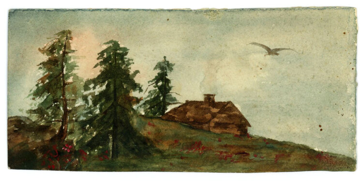 Georg Schmidt - Hütte im Gebirge - o.J. - Aquarell