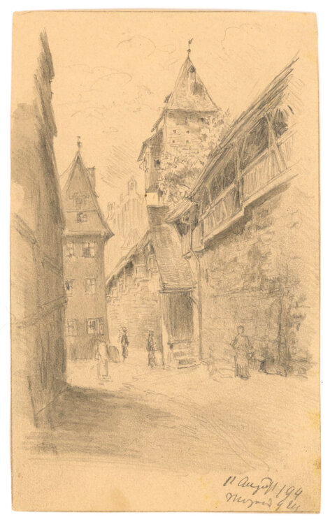 Georg Schmidt - Laufertormauer - 1894 - Zeichnung