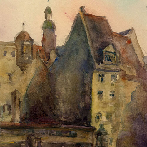 Georg Schmidt - Altstadtansicht - 1913 - Aquarell