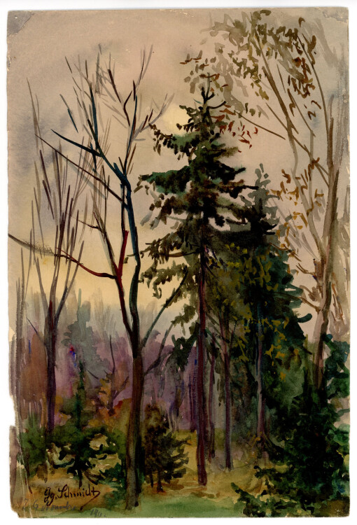 Georg Schmidt - Winter Waldlandschaft - 1901 - Aquarell