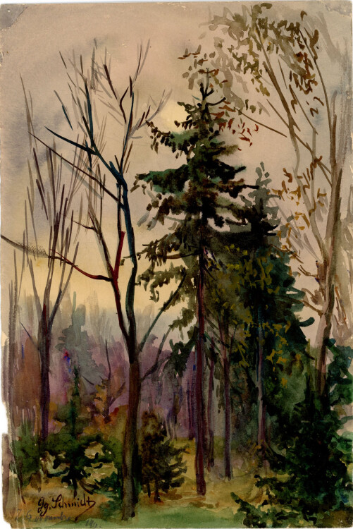 Georg Schmidt - Winter Waldlandschaft - 1901 - Aquarell