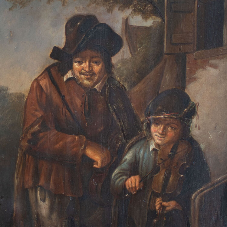 Nach Adrian van Ostade - Mann mit Sohn und Geige - o.J. - Öl auf Kupfer