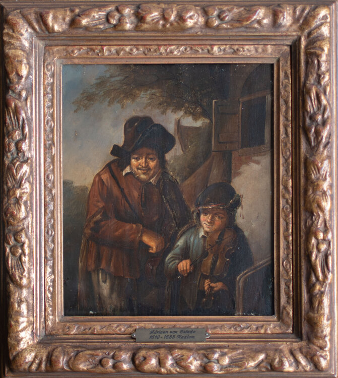 Nach Adrian van Ostade - Mann mit Sohn und Geige - o.J. - Öl auf Kupfer