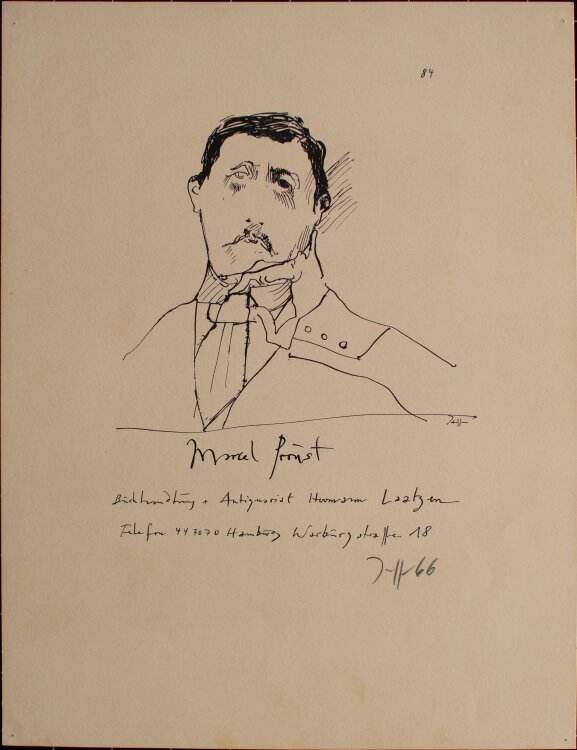 Horst Janssen - Marcel Proust - 1966 - Lithografie