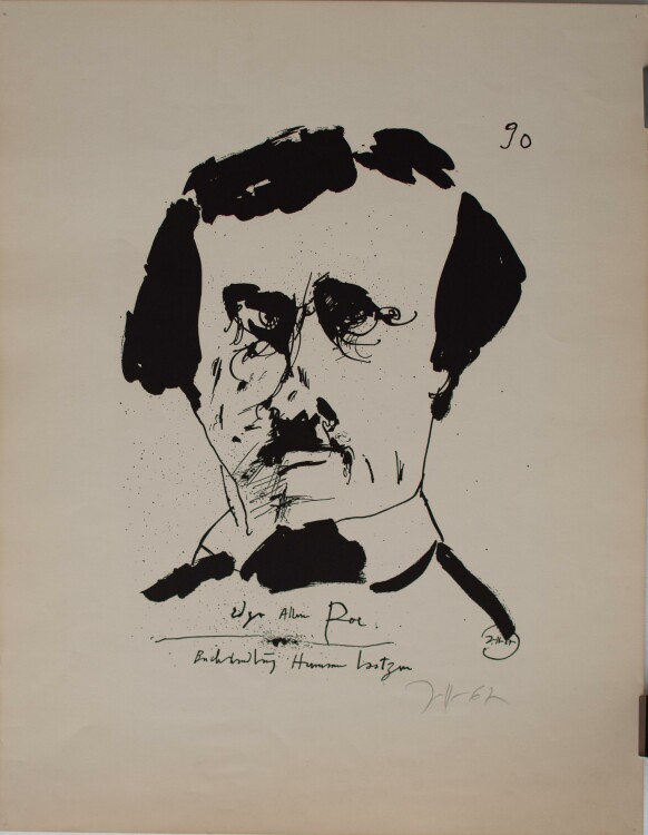 Horst Janssen - Edgar Allan Poe - 1967 - Lithografie