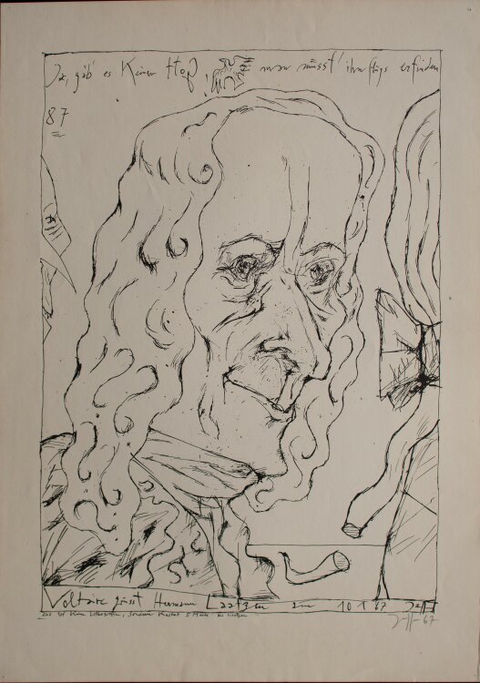 Horst Janssen - Voltaire - 1967 - Lithografie