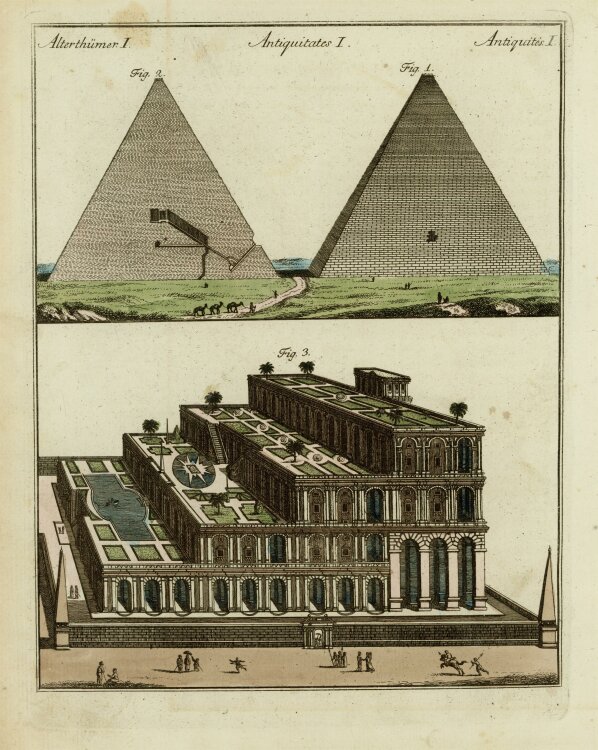 unbekannt - Pyramiden in Babylon - o.J. - kolorierter...